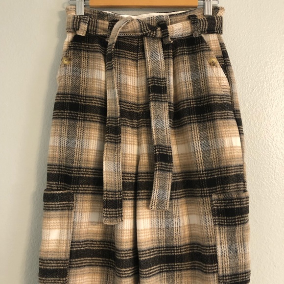 SOLD✨FREE PEOPLE Kye Wool Plaid High Rise Black Trousers Pants (Size 2) NWOT - Picture 4 of 8